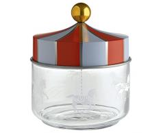 Alessi Mw30/50 Circus Pot Hermétique en Verre Sérigraphié avec Couvercle en Fer Blanc, 50 Cl