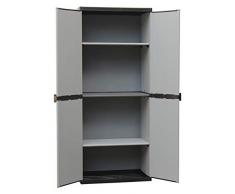 Adventa Armoire en rÃ©sine avec Ã©tagÃ¨res 2 Portes (intÃ©rieur/extÃ©rieur), Gris Noir, 68 x 39,5 x 168