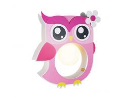 Elobra enfants lampe plafonnier suspension Hibou, bois, chambre denfant, rose, A + +
