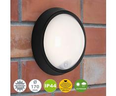 Briloner Leuchten - Lampe dextÃ©rieur Ã LED, applique murale dextÃ©rieur avec dÃ©tecteur de mouvement et capteur crÃ©pusculaire, 12 Watt, 1.150 Lumen, 4.000 Kelvin, Blanc/Noir, Rond, Ã 17cm