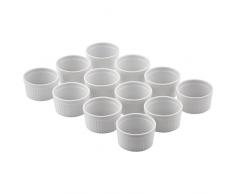 Levivo 331800000166 Lot de 12Â terrines/petits moules de cuisson en porcelaine, Blanc, 8,5 x 8,5 x 4,8 cm