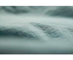 L1NK STUDIO Drap Plat uni pour lit 200 cm (290X280cm) 100% Coton (Percale 200 Fils) Menta