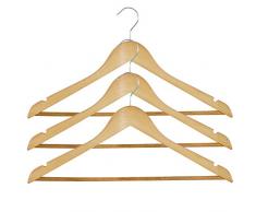 MSV 100125 Cintres en Bois 3 pcs, MÃ©tal, Marron/Argent, 30 x 20 x 15 cm