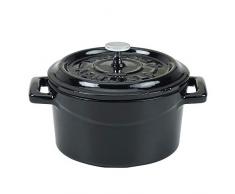 Pentole Agnelli COGHSRP10414S Ligne de cocotte en Fonte à Cuisson Lente, 14 cm, 0,8 l, Noir Brillant