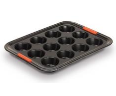 Le Creuset Moule Ã 12 Muffins Anti-AdhÃ©rent(Ã 7 cm), sans PFOA, RÃ©sistant au Levain, En Acier SiliconÃ©, Anthracite/Orange