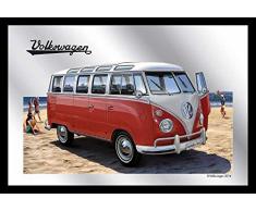 Empire Merchandising 657633âLe Bulli Volkswagen Samba t1 Van Miroir imprimÃ© avec Cadre en Plastique faÃ§on Bois 20 x 30 cm