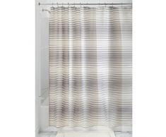 InterDesign Enzo rideau de douche impermÃ©able, rideau douche Ã rayures en polyester, rideau baignoire avec Åillets renforcÃ©s, taupe/sable