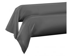 HOME LINGE PASSION Lot de 2 Taies de Traversin, Coton, Gris FoncÃ©, 85x185 cm