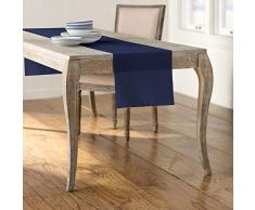La Popeline Polyester Chemin de Table en Lin, 14Â par 274Â cm, Bleu Marine