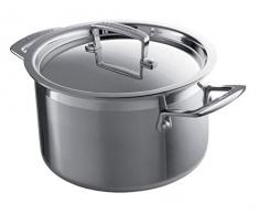 Le Creuset Cocotte Ronde avec Couvercle, à 20 cm, Inox 3-ply, Capacité 3 L, Compatible avec Toutes Sources de Chaleur (y Compris Induction), Argenté