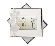 Blanc Coton Cartes danniversaire Ãge 30Â flÃ»tes Ã Livre dor, Tissu, Blanc, 19.5Â x 21.5Â x 1.5Â cm