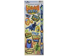 Paper House Productions Anniversaire Ballons 3D Puffy Stickers, Papier, Multicolore, 33.2 x 11.7 x 0.1 cm