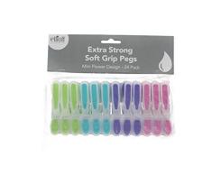 Elliott Lot de 24 Pinces Ã Linge en Plastique softgrip avec extrÃ©mitÃ©s Motif Fleur