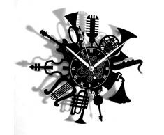 Horloge Murale en Vinyle Cadeau Fait Main DÃ©corations Pour la Maison Home Office Guitare Batterie Clavier Notes Instruments Musicaux Jazz Rock