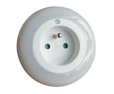 Tibelec 622120 Lampe veilleuse enfichable avec prise disponible, Plastique, 0.8 W, Blanc