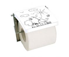 MSV 140833 Porte Rouleau Papier WC Jardin dEnfant MDF/Inox 11,5 x 13 x 2 cm