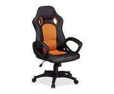 Relaxdays Chaise de Gaming Xr9, Chaise de Bureau pivotante, Confortable Fauteuil de Bureau avec Hauteur réglable, Voiture de Course, Motif Black-Orange