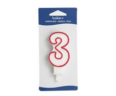 Decora 0316503 NR 3 Bougie avec Bord Cire Blanc 7,5 x 4,0 x 1,0 cm