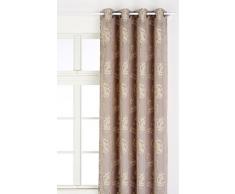 Linder 0968/90/375FR Rideau Jacquard Cheverny Gris Beige Oeillets 140 x 260 cm
