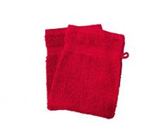 Soleil dOcre 421044 Lot de 2 Gants de Toilette Coton Rouge 16 x 21 cm