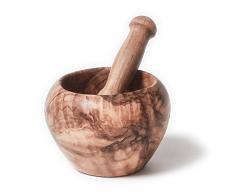 Berard 90081, Petit Mortier de table et pilon en bois dolivier fait-main- 7 cm.