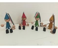 Pinocchio CP.Mar.MT Marionnette Ã Ressort en Bois, Rouge/Vert/Bleu/Jaune, 5 x 15 x 24 cm