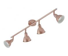 Briloner Leuchten 3313-043 Plafonnier LED 4 spots pivotants - ampoules LED GU10 blanc chaud incluses - style vintage - coloris cuivre - 4 x 3 W - 67.4 x 8.5 x 11 cm