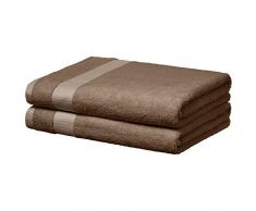 AmazonBasics Everyday Serviettes de toilette - 2 serviettes de bain, Taupe
