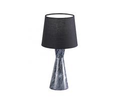 Trio Leuchten Lampe de table, abat-jour en tissu/Marbre, E14, 1Â W, abat-jour en tissu noir/Marbre Noir, 15Â X 15Â X 31Â Cm