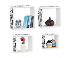 Relaxdays 10021887_49 ÃtagÃ¨re Flottante Suspendue 4 Cubes Support Mural Meuble Rangement Bois MDF carrÃ©, Blanc, WeiÃ, 20 x 41 x 41 cm