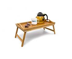 Relaxdays 10012858 Plateau de lit pliable en bambou table dappoint pliante avec 2 poignÃ©es HxlxP: 21,5 x 47 x 27 cm tablette pour le petit-dÃ©jeuner en bois de bambou table de genoux canapÃ© sofa, nature
