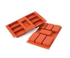 silikomart 26.110.00.0065 Moule 7 Mini Rectangles, Silicone, Rouge Brique, 2,9 x 17,5 x 28,1 cm