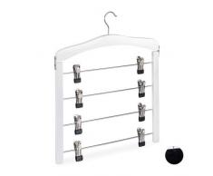 Relaxdays 10026462_49 Multiple en Bois pour Robes Pantalons, Lot de 3 cintres, Gain de Place Clips Crochet 360Â°, Blanc