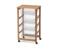 Arredamenti Italia AR_IT- 515 GINGERONE Desserte à Légumes Hêtre Massif couleur Cerise 46 x 83 x 33 cm