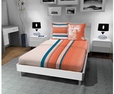 Soleil docre Pise Parure de Drap, Coton, Orange, 240x290 cm