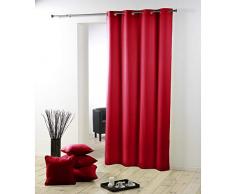 douceur dintérieur rideau a oeillets plastique 140x260 cm polyester essentiel rouge