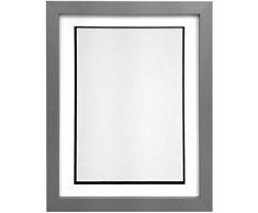 FRAMES BY POST Cadre Photo Largeur H7, 25Â mm dÃ©paisseur, avec Contour Blanc, Bois Dense, ArgentÃ©, 12 x 10 Image Size 9 x 7 inch