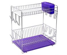 Sauvic 91008 Ãgouttoir à Vaisselle Inoxydable avec Plateau en Violet-Grand, INOX