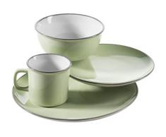 Mäser Maila 931444 Service de vaisselle vintage en céramique, pour 1 personne, style moderne et rétro, Grès, Single-set Hellgrün, 4 Teile