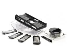 mastrad F21080 Mandoline 2 Râpes et 3 Lames Acier Inoxydable â Facile DâUtilisation â Confort & Sécurité â 1 Réservoir-1 Poussoir-1 Garde â Coloris Noir, ABS, 29,8 x 12 x 10,3 cm