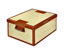 Kanguru BoÃ®te de rangement BAULOTTO GIGLIO/FLEURS DE LIS en carton recyclable pour ranger vÃªtements, armoire, joutes, Marron/beige grand/large dimension 50 x 40 x 24 cm