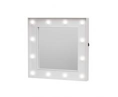 Loom LO-HLYWMIR Miroir de Style hollywoodien Hollywood, Plastique, Blanc, 30,5 x 4 x 30,5 cm