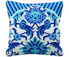 Collection dArt CD5114 40 x 40 cm Zelliges (Left) Kit Point de Croix Coussin, Coton, Multicolore, 25,5 x 1,1 x 22 cm