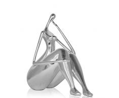 Arte Dal Mondo D4646KS RÃ©flexions Sculpture figurative Moderne en rÃ©sine dÃ©corÃ© de Feuilles dargent, 46x47x22 cm
