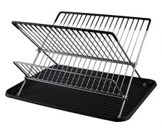 Buckingham Pliable Ã 2Â Ã©tages Ãgouttoir Ãgouttoir Ã Vaisselle avec Plateau/Plateau, mÃ©tal, Chrome, 42Â x 32Â x 25Â cm