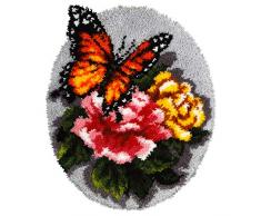 Orchidea Kit de tapis Ã crochets Motif papillon Motif floral 49 x 61 cm