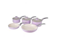 Swan Série de 5 casseroles rétro, Aluminium, Rose, 31.50 x 48.00 x 15.00 cm