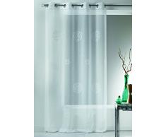 HomeMaison Voilage en Ã©tamine brodÃ©e Petits Poissons, 100% Polyester, Blanc