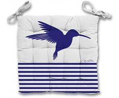 Soleil docre Galette de Chaise 40x40x5 cm Colibri Bleu, Polyester