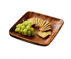 KORA Plat ApÃ©ritif CarrÃ©- Plat de Service - Acacia 4 x 25 x 25 cm